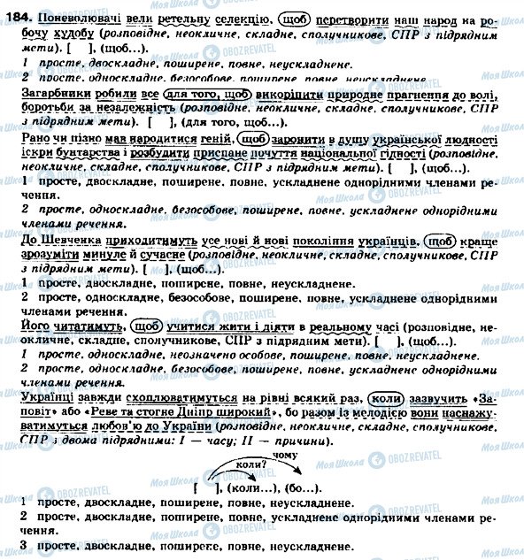 ГДЗ Українська мова 9 клас сторінка 184