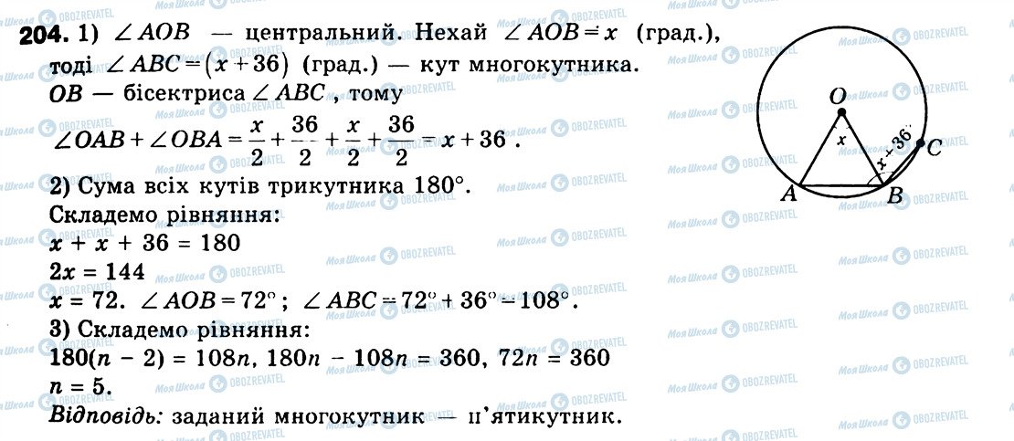 ГДЗ Геометрія 9 клас сторінка 204