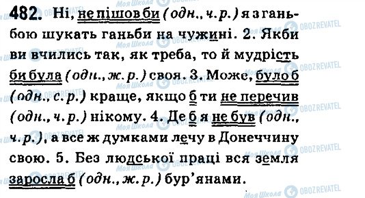 ГДЗ Укр мова 6 класс страница 482