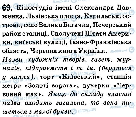 ГДЗ Українська мова 6 клас сторінка 69