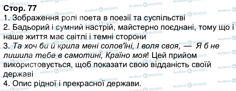 ГДЗ Українська література 6 клас сторінка 77