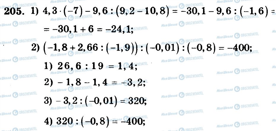 ГДЗ Математика 6 клас сторінка 205