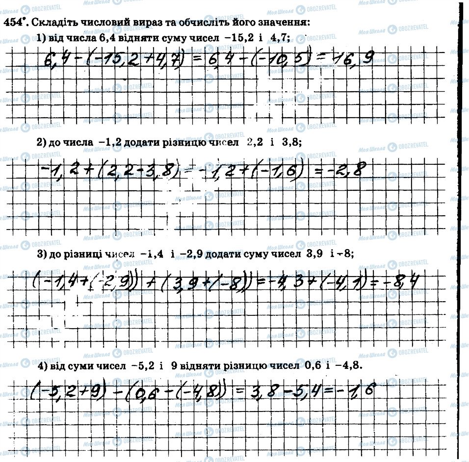 ГДЗ Математика 6 клас сторінка 454