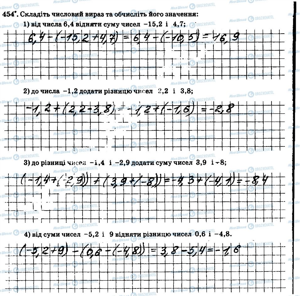 ГДЗ Математика 6 класс страница 454