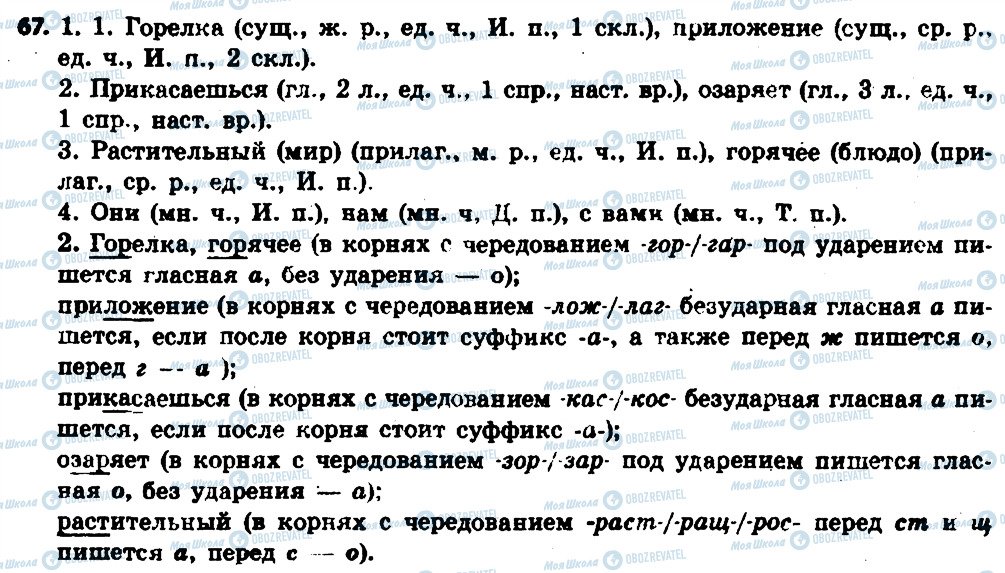 ГДЗ Російська мова 6 клас сторінка 67