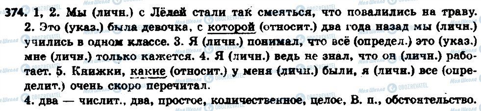 ГДЗ Російська мова 6 клас сторінка 374