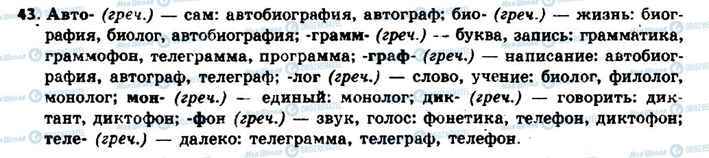 ГДЗ Російська мова 6 клас сторінка 43