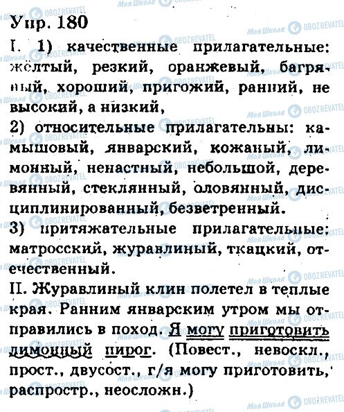 ГДЗ Російська мова 6 клас сторінка 180