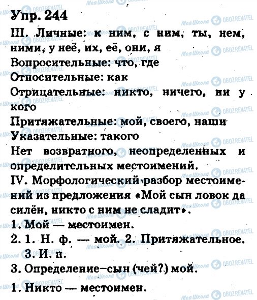 ГДЗ Російська мова 6 клас сторінка 244