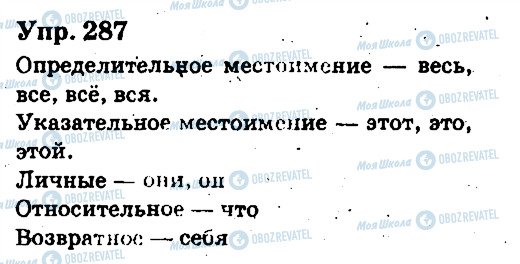 ГДЗ Російська мова 6 клас сторінка 287