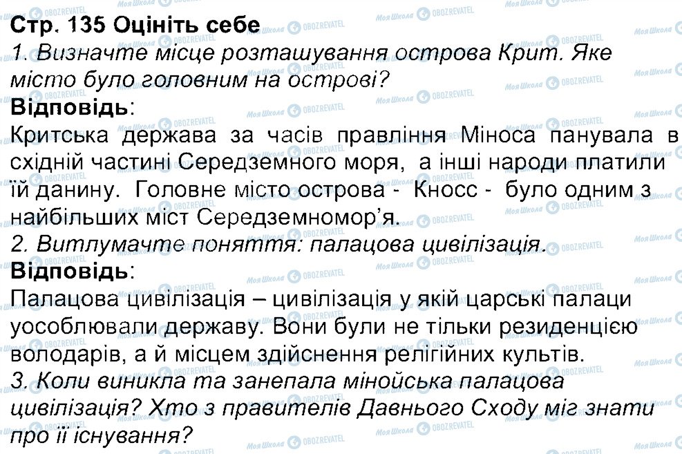 ГДЗ Історія 6 клас сторінка 135