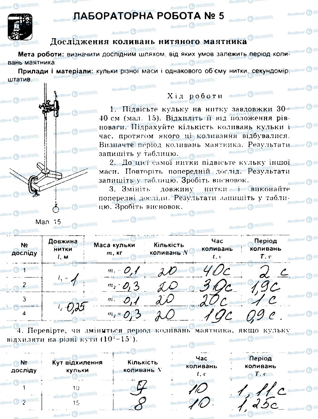 ГДЗ Фізика 7 клас сторінка ЛР5