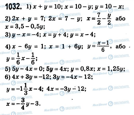 ГДЗ Алгебра 7 клас сторінка 1032