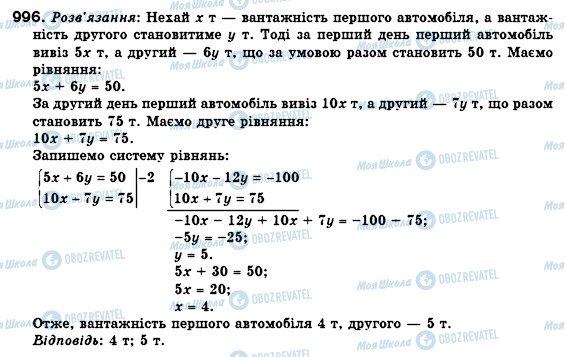 ГДЗ Алгебра 7 клас сторінка 996