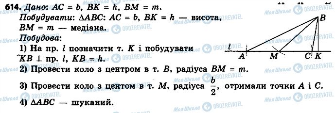 ГДЗ Геометрія 7 клас сторінка 614