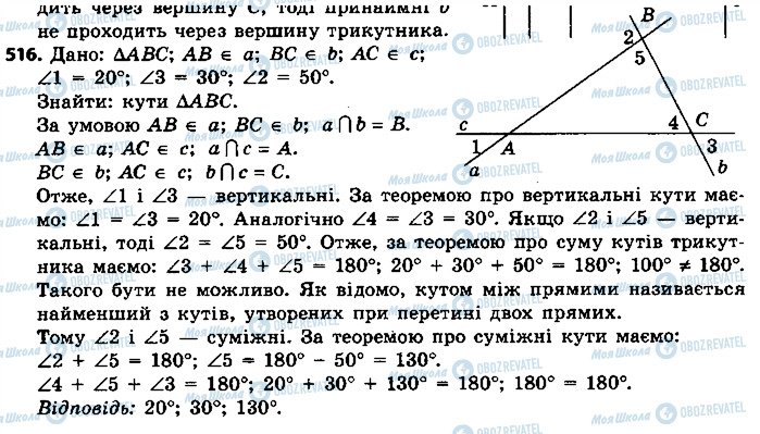 ГДЗ Геометрія 7 клас сторінка 516