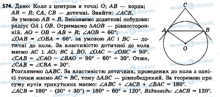 ГДЗ Геометрія 7 клас сторінка 574