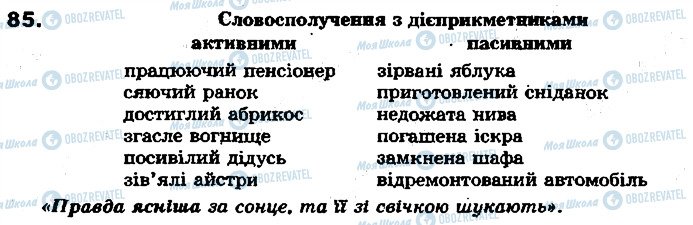 ГДЗ Українська мова 7 клас сторінка 85