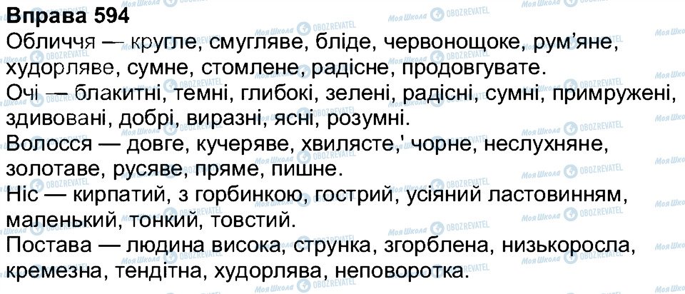 ГДЗ Українська мова 7 клас сторінка 594