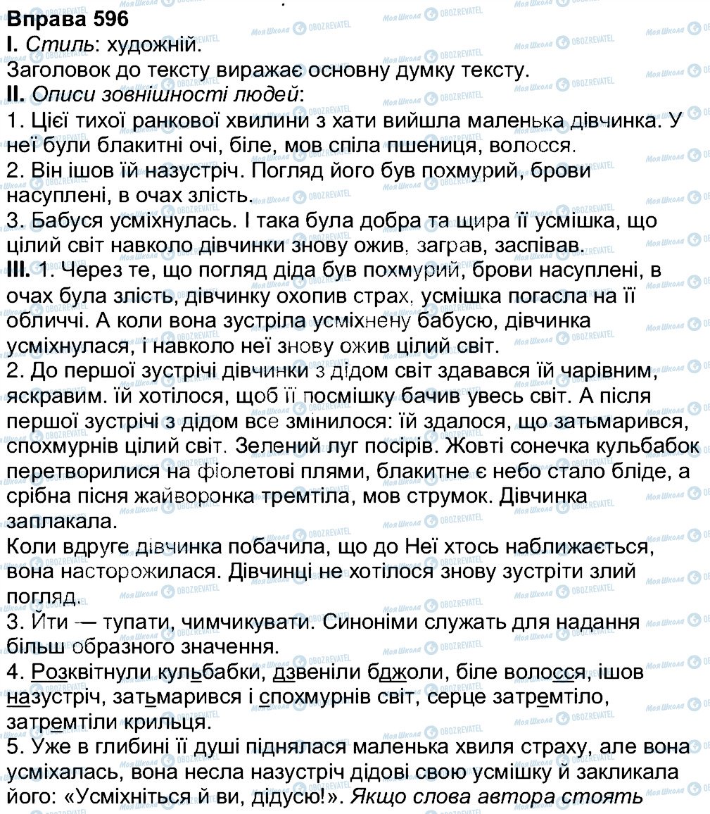 ГДЗ Українська мова 7 клас сторінка 596