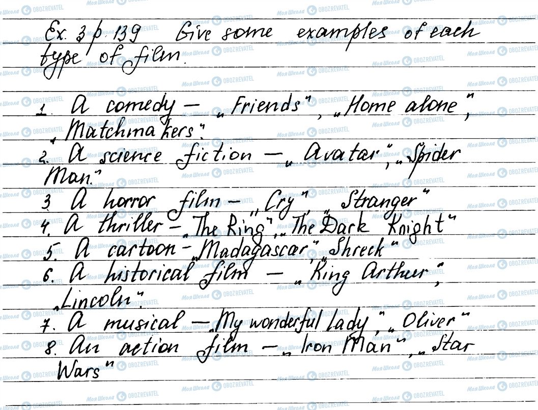 ГДЗ Английский язык 7 класс страница ex3p139