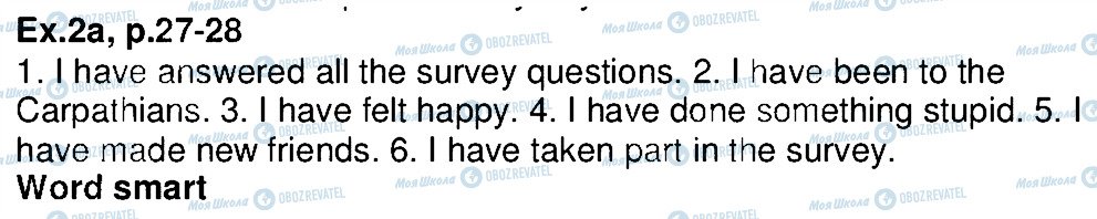 ГДЗ Англійська мова 7 клас сторінка p27-28