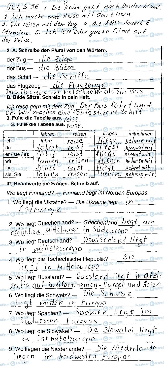 ГДЗ Немецкий язык 7 класс страница Сторінка56