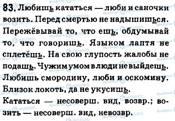 ГДЗ Російська мова 7 клас сторінка 83