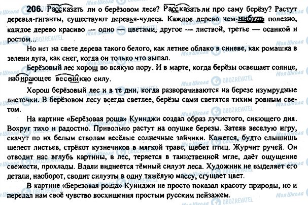 ГДЗ Російська мова 7 клас сторінка 206
