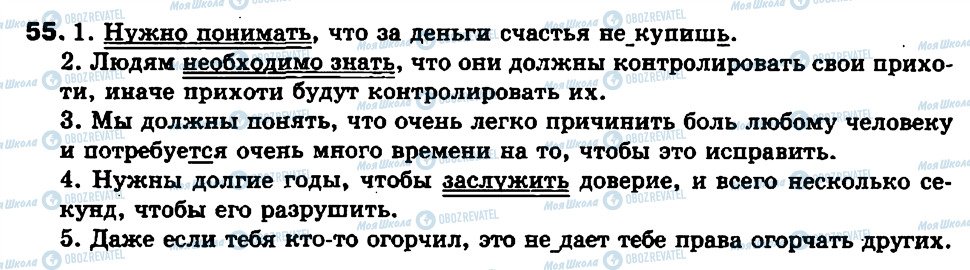 ГДЗ Російська мова 7 клас сторінка 55