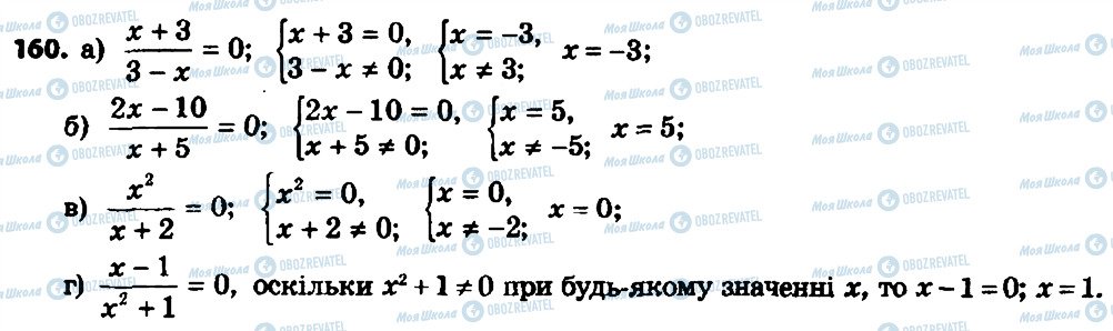 ГДЗ Алгебра 8 клас сторінка 160