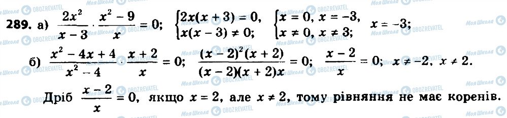 ГДЗ Алгебра 8 клас сторінка 289