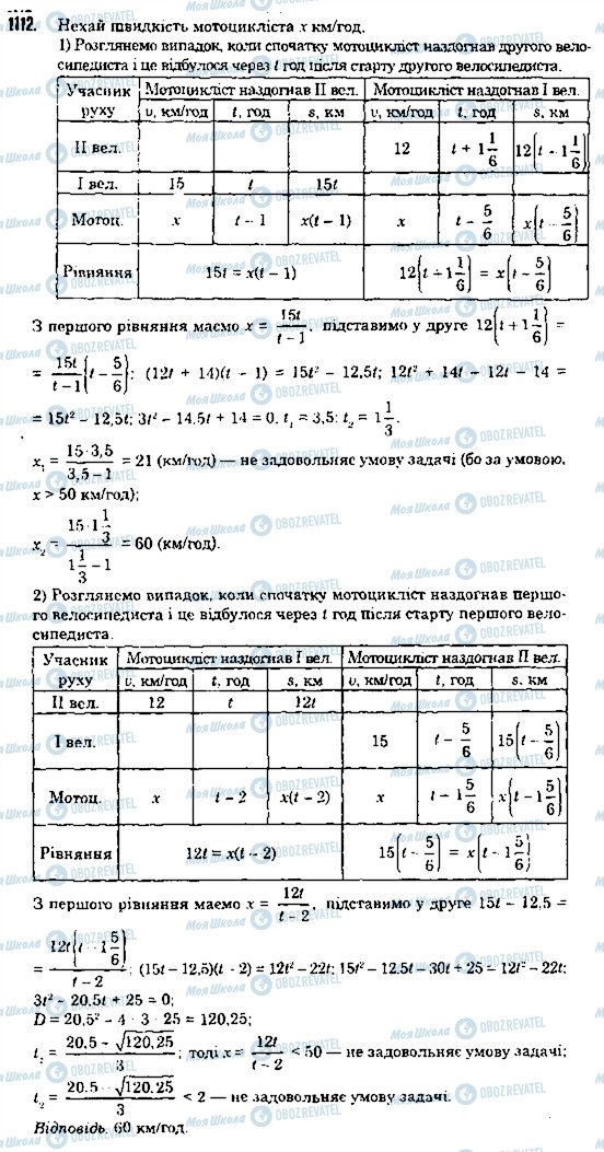 ГДЗ Алгебра 8 класс страница 1112
