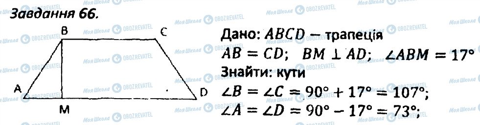 ГДЗ Геометрія 8 клас сторінка 66