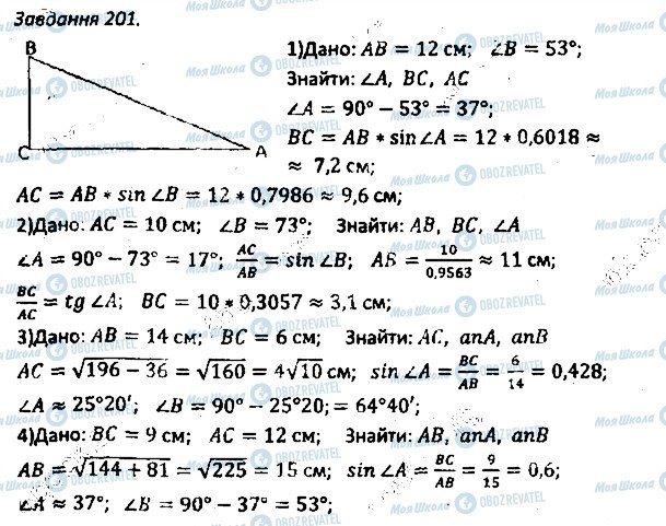 ГДЗ Геометрія 8 клас сторінка 201