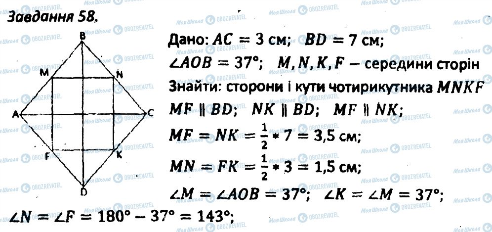 ГДЗ Геометрія 8 клас сторінка 58