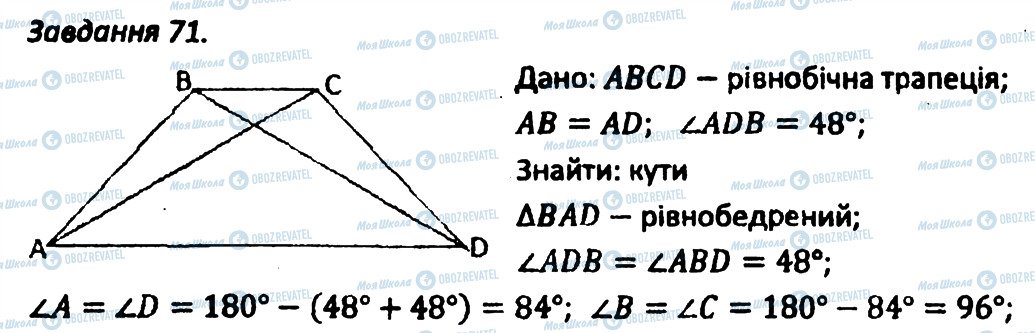 ГДЗ Геометрія 8 клас сторінка 71