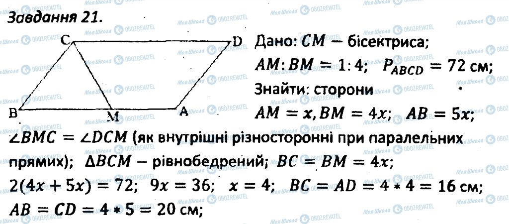 ГДЗ Геометрія 8 клас сторінка 21