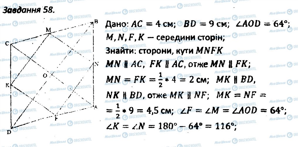 ГДЗ Геометрія 8 клас сторінка 58