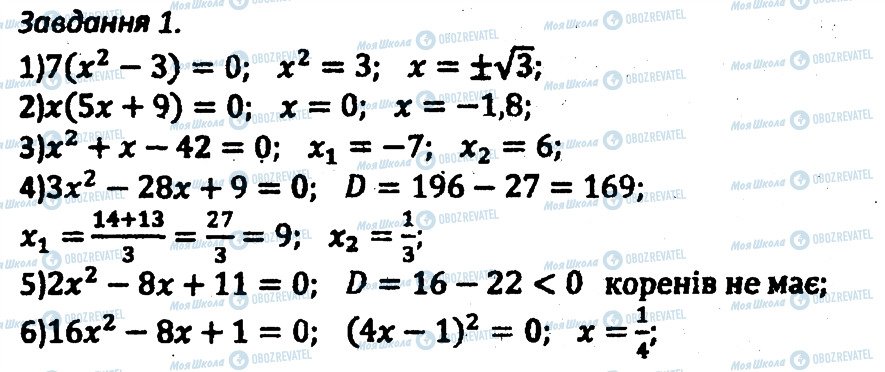 ГДЗ Алгебра 8 клас сторінка 1