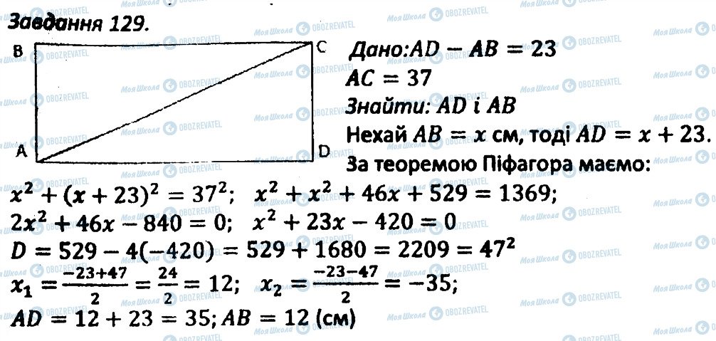 ГДЗ Алгебра 8 клас сторінка 129