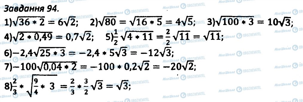 ГДЗ Алгебра 8 клас сторінка 94