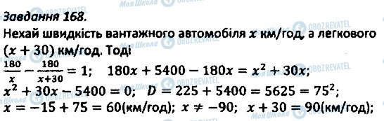ГДЗ Алгебра 8 клас сторінка 168