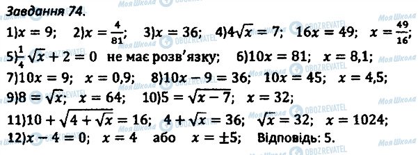 ГДЗ Алгебра 8 клас сторінка 74