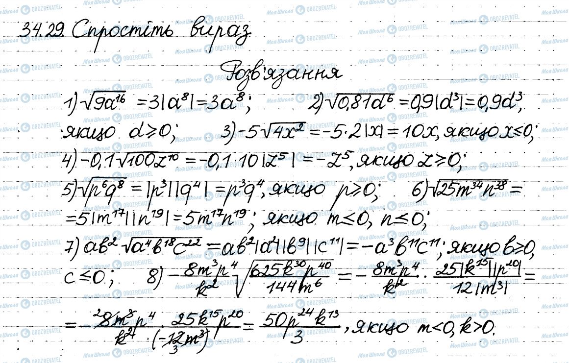 ГДЗ Алгебра 8 клас сторінка 29
