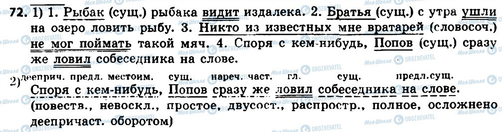 ГДЗ Русский язык 8 класс страница 72