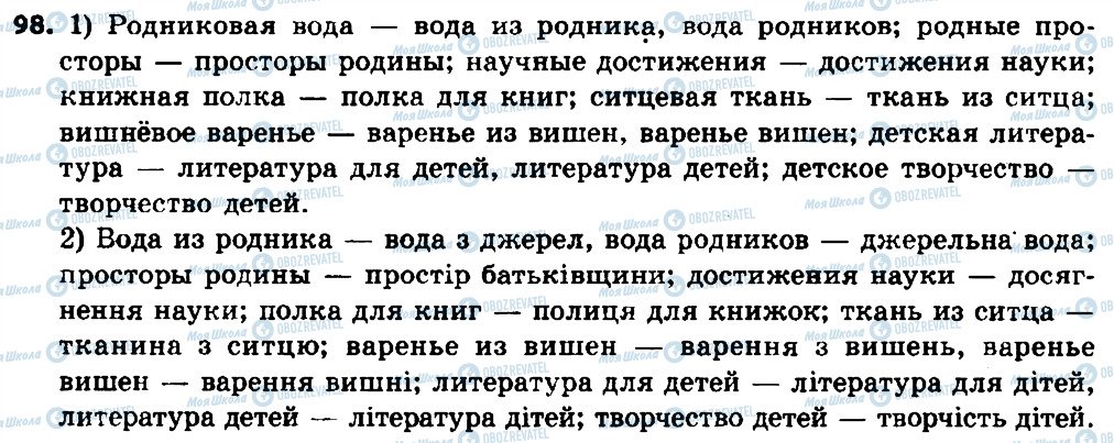 ГДЗ Російська мова 8 клас сторінка 98