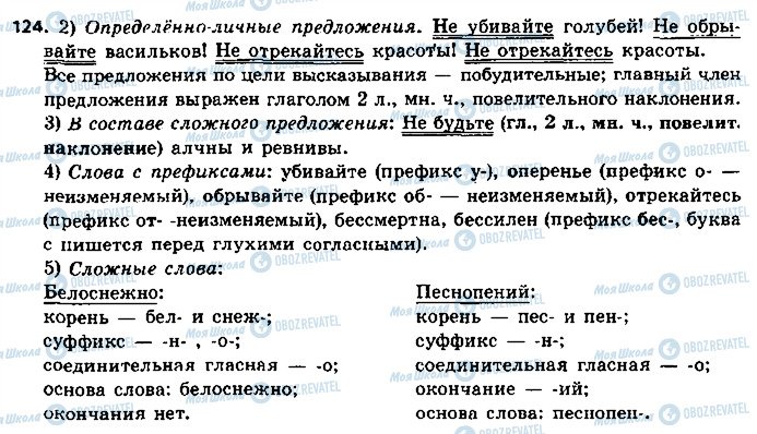 ГДЗ Російська мова 8 клас сторінка 124