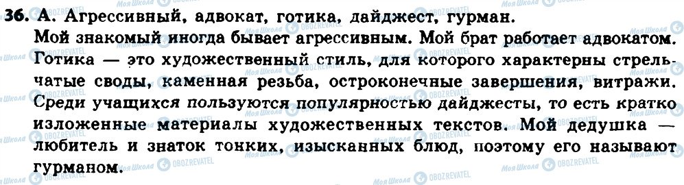 ГДЗ Російська мова 8 клас сторінка 36