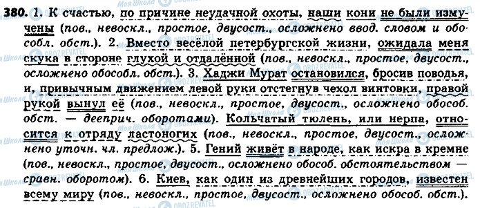 ГДЗ Російська мова 8 клас сторінка 380